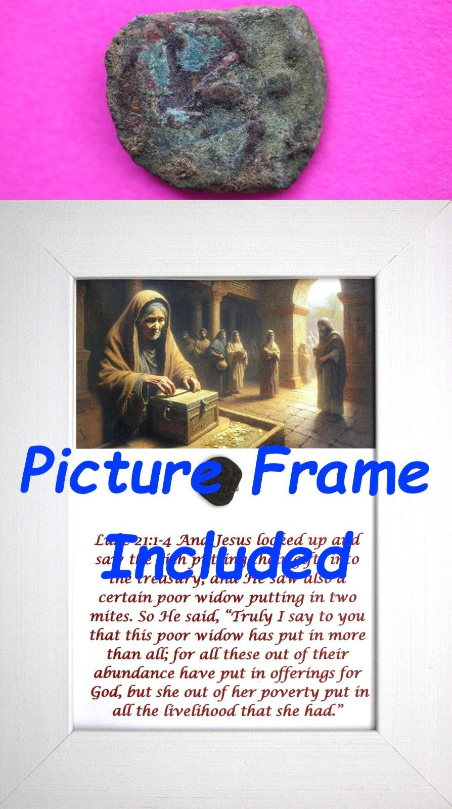 Widows Mite Coin Holy Land Artifact Free Display Frame Jesus Christ Lifetime 113
