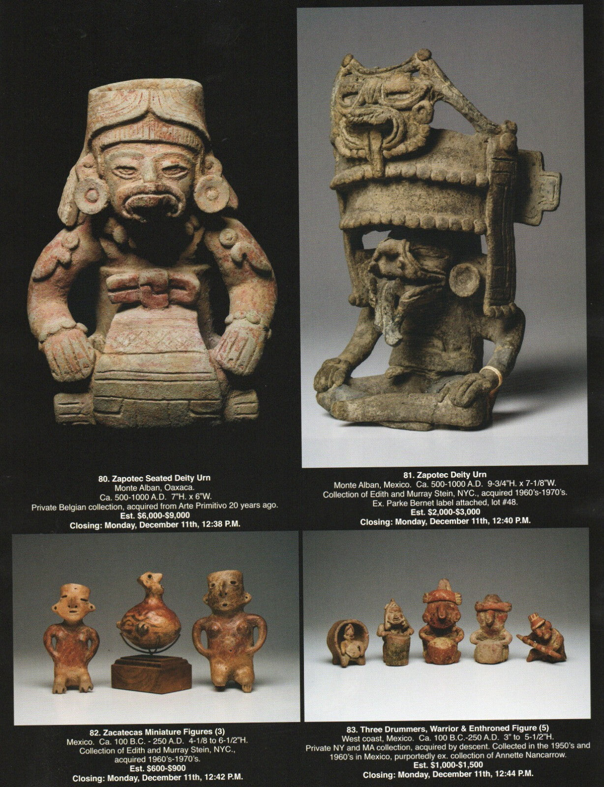 Pre Columbian Artifacts Price & Value Guide Arte Primitivo Auction Catalog #87