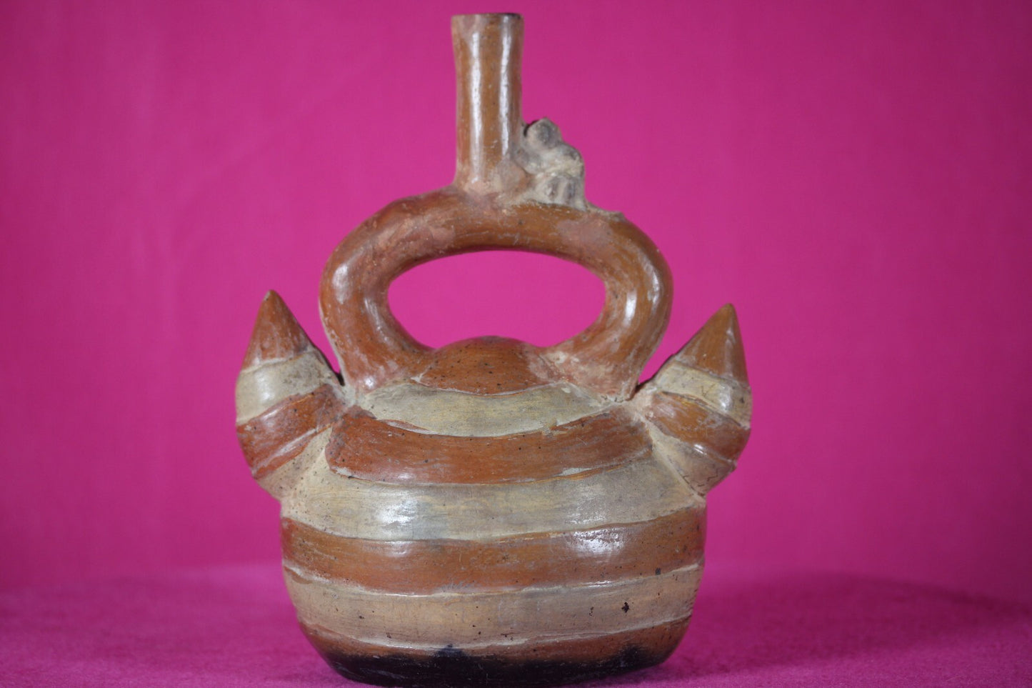 Ex Sotheby's Authentic Pre Columbian Artifact Inca Monkey Tuber Stirrup Jar T102