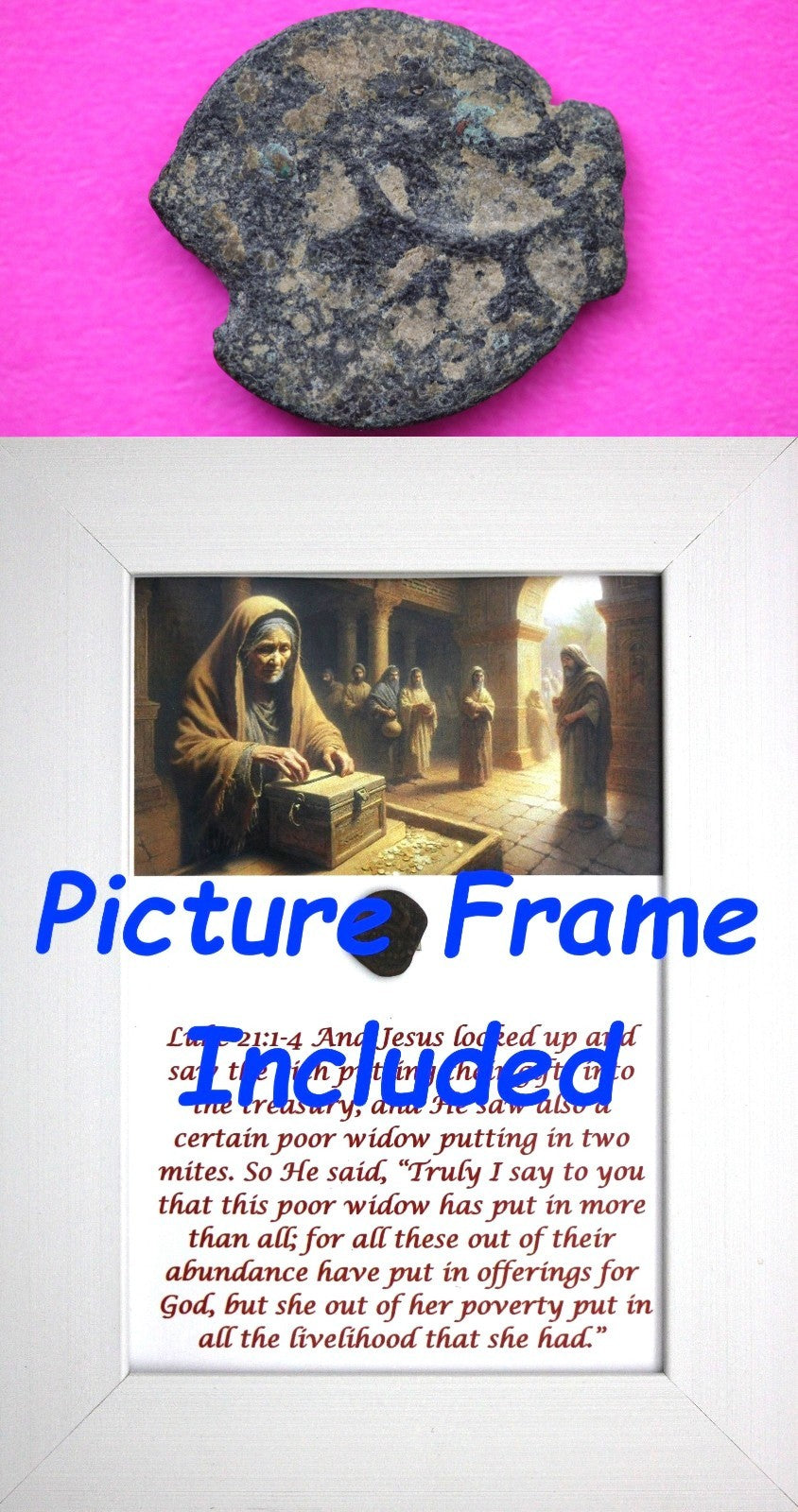 Widows Mite Coin Holy Land Artifact Free Display Frame Jesus Christ Lifetime 162