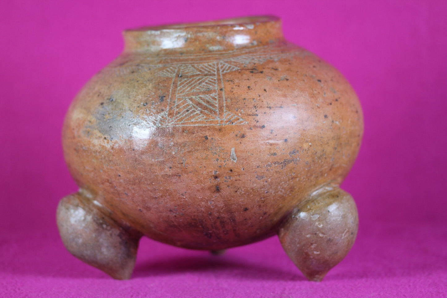 Pre Columbian Artifact Incised Tripod Bowl Nicoya 800-1200 AD Authentic COA J02