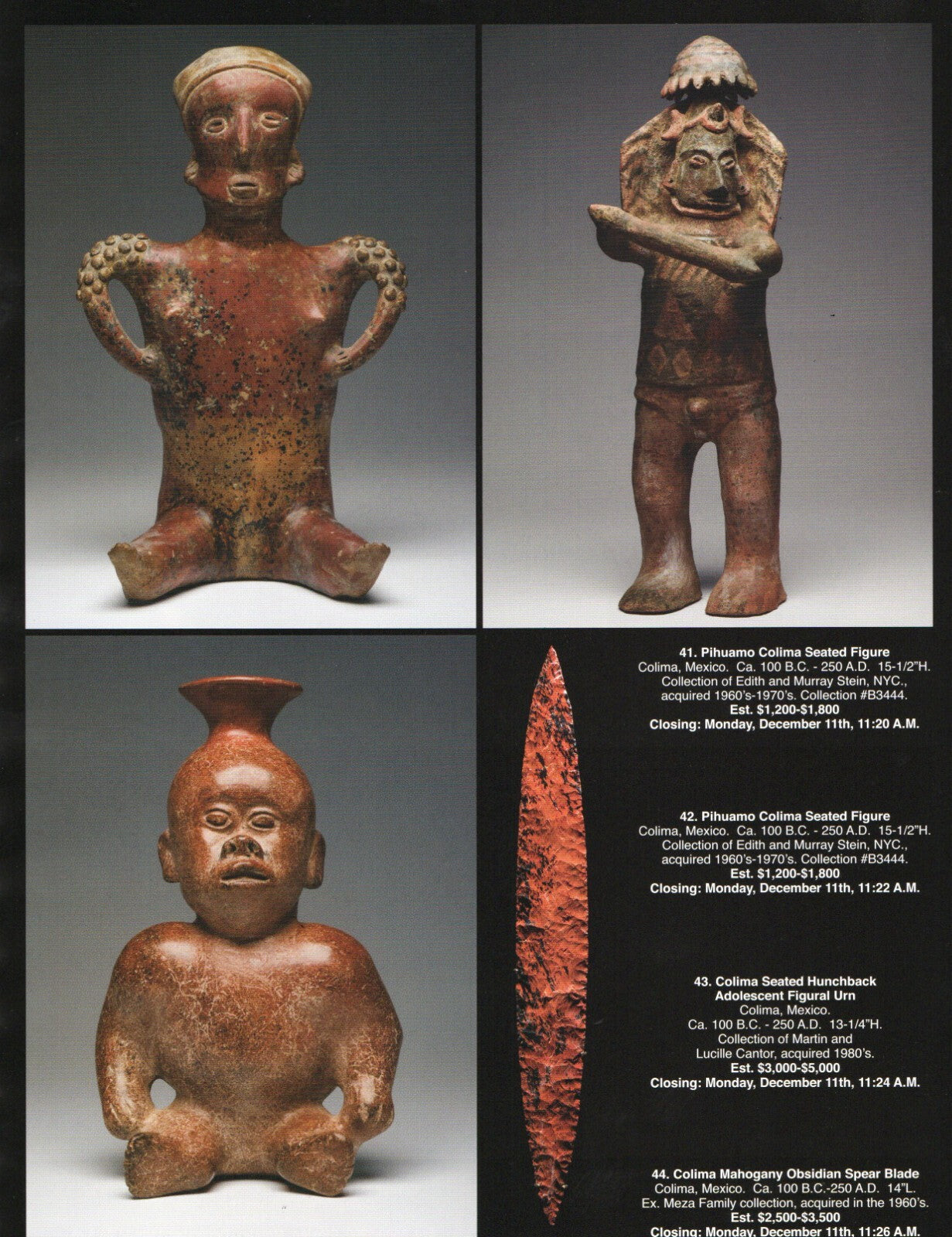 Pre Columbian Artifacts Price & Value Guide Arte Primitivo Auction Catalog #87
