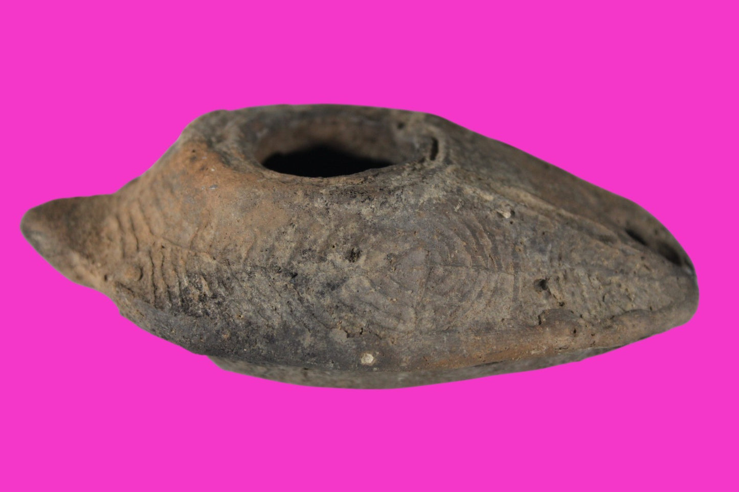 Ancient Holy Land Oil Lamp Artifact 2 Hidden Christian Crosses 300-600AD COA 100