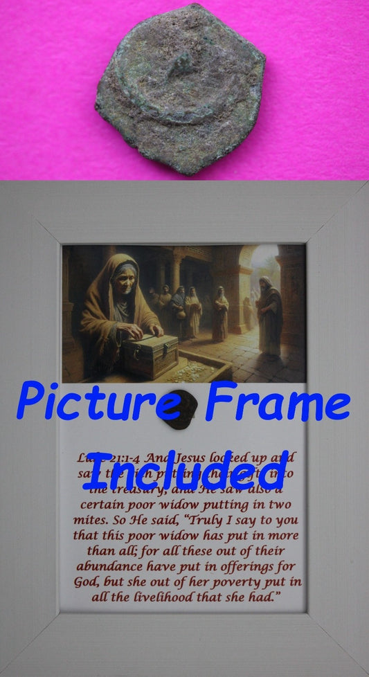 Jesus Christ Lifetime Widow's Mite Holy Land Artifact Free Display Frame COA 38