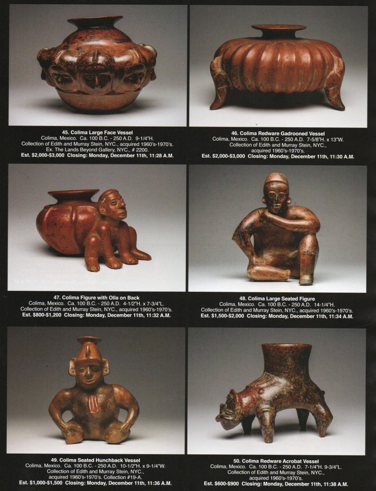 Pre Columbian Artifacts Price & Value Guide Arte Primitivo Auction Catalog #87