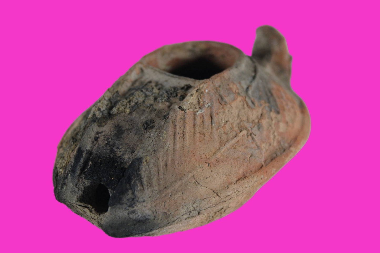 Oil Lamp Holy Land Ancient Artifact Jesus Christ Home Israel 300-600 AD COA 110