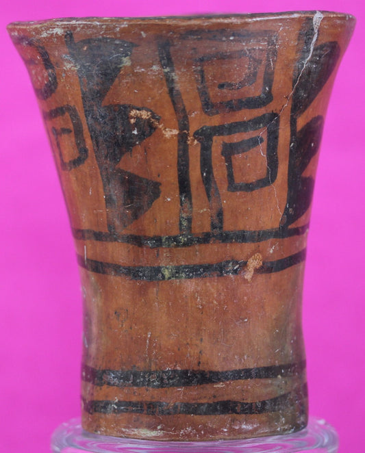 Authentic Pre Columbian Huari Wari Beaker Pottery 500 - 1000 AD Artifact COA T02