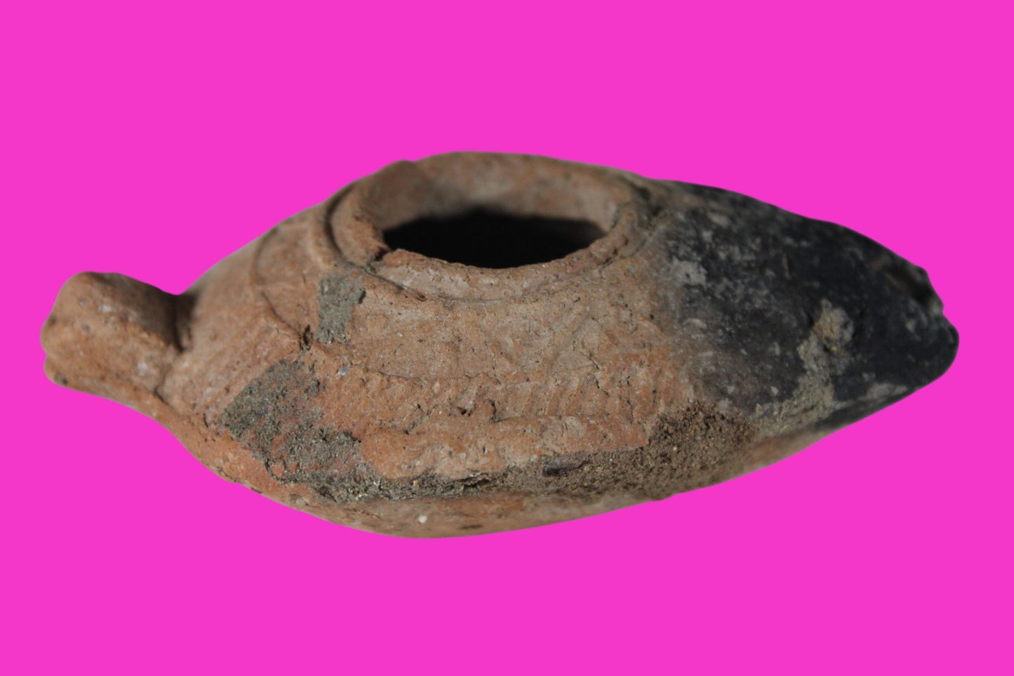 Oil Lamp Holy Land Ancient Artifact Jesus Christ Home Israel 300-600 AD COA 89