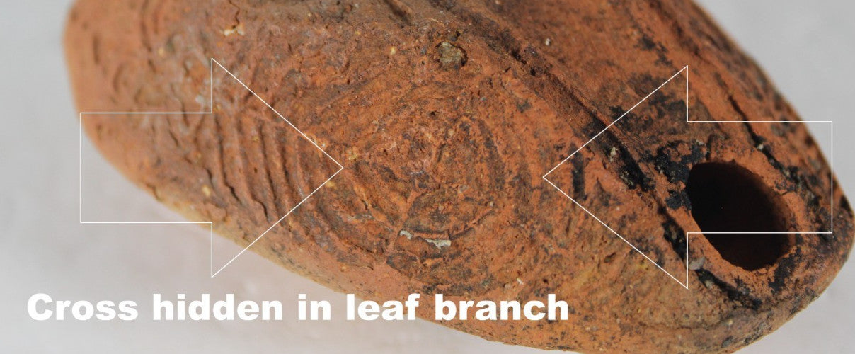 Ancient Holy Land Oil Lamp Artifact 2 Hidden Christian Crosses 300-600AD COA 102