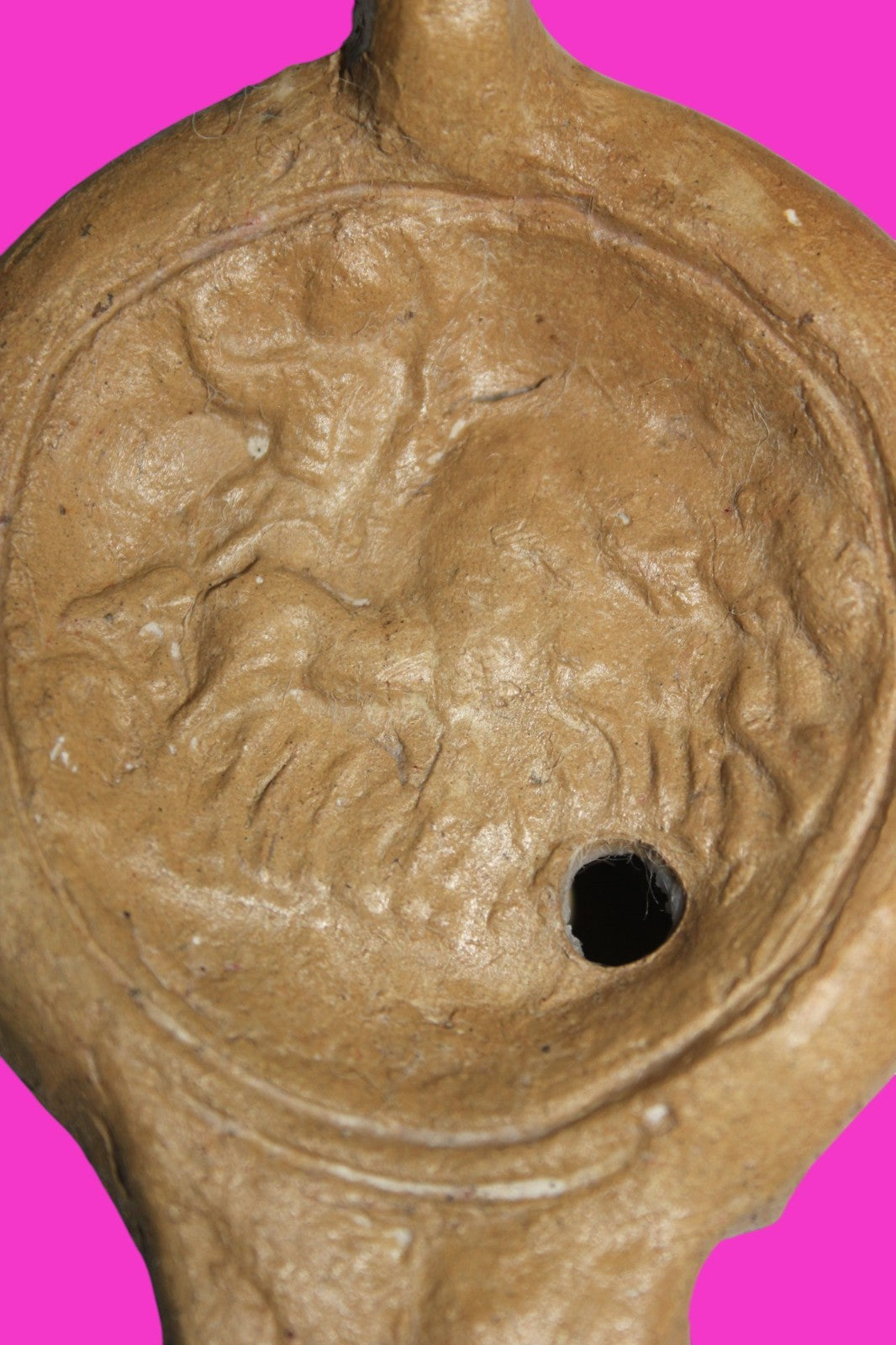 Four Horse War Chariot Oil Lamp Ancient Holy Land Artifact 200-400 AD COA J123