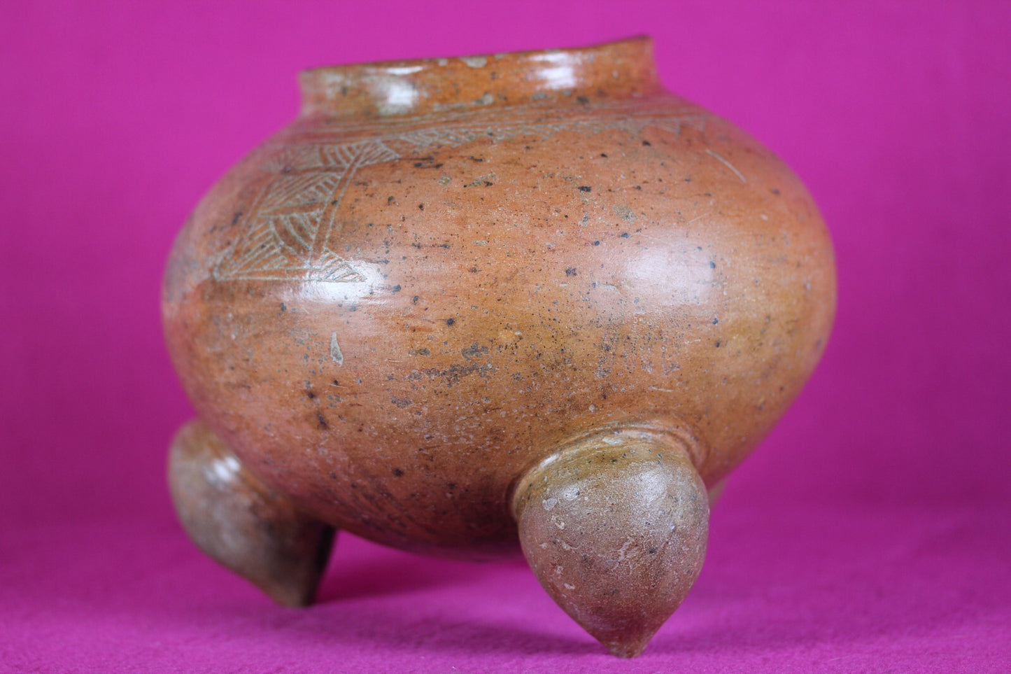 Pre Columbian Artifact Incised Tripod Bowl Nicoya 800-1200 AD Authentic COA J02