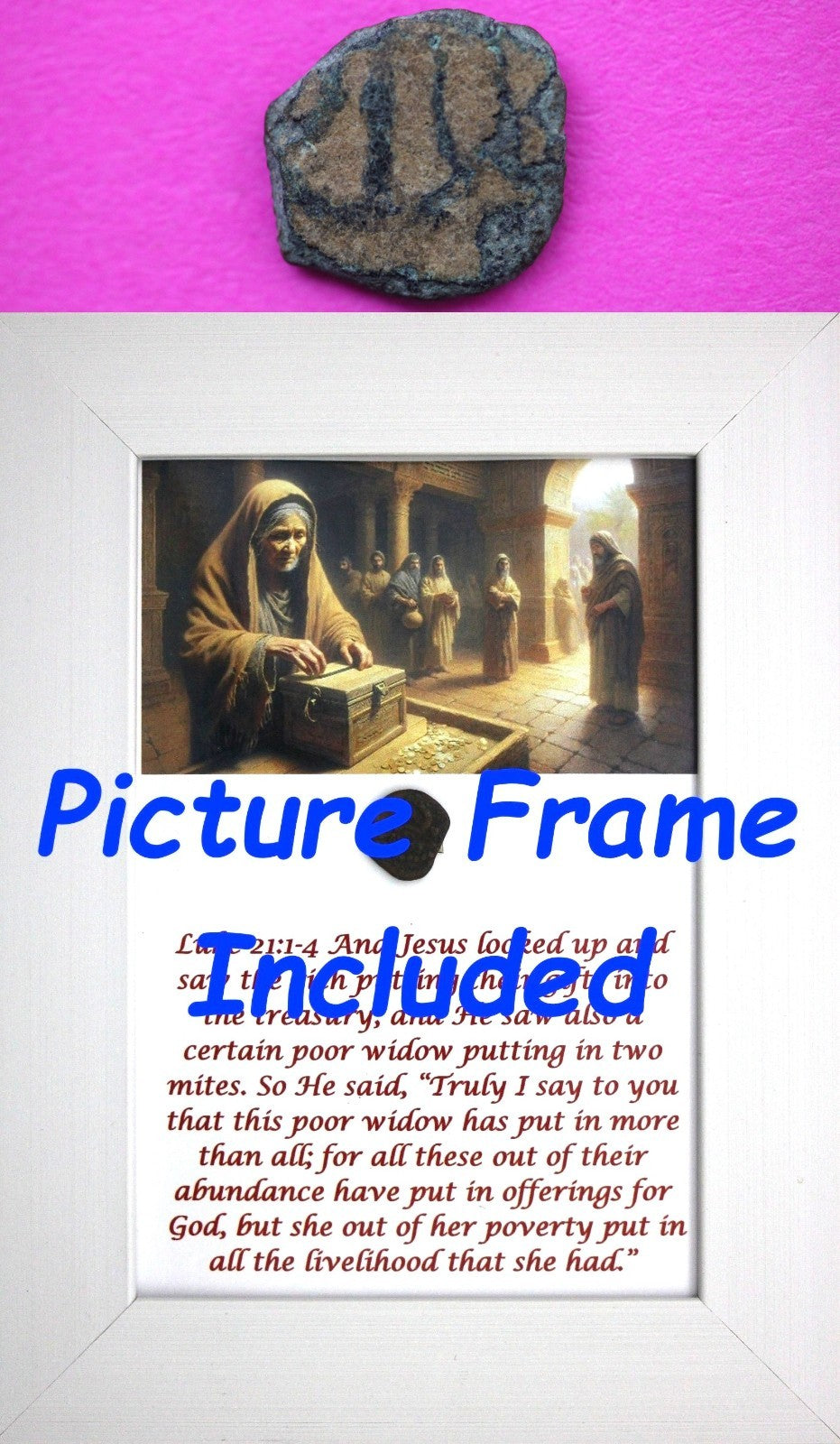 Widows Mite Coin Holy Land Artifact Free Display Frame Jesus Christ Lifetime 205