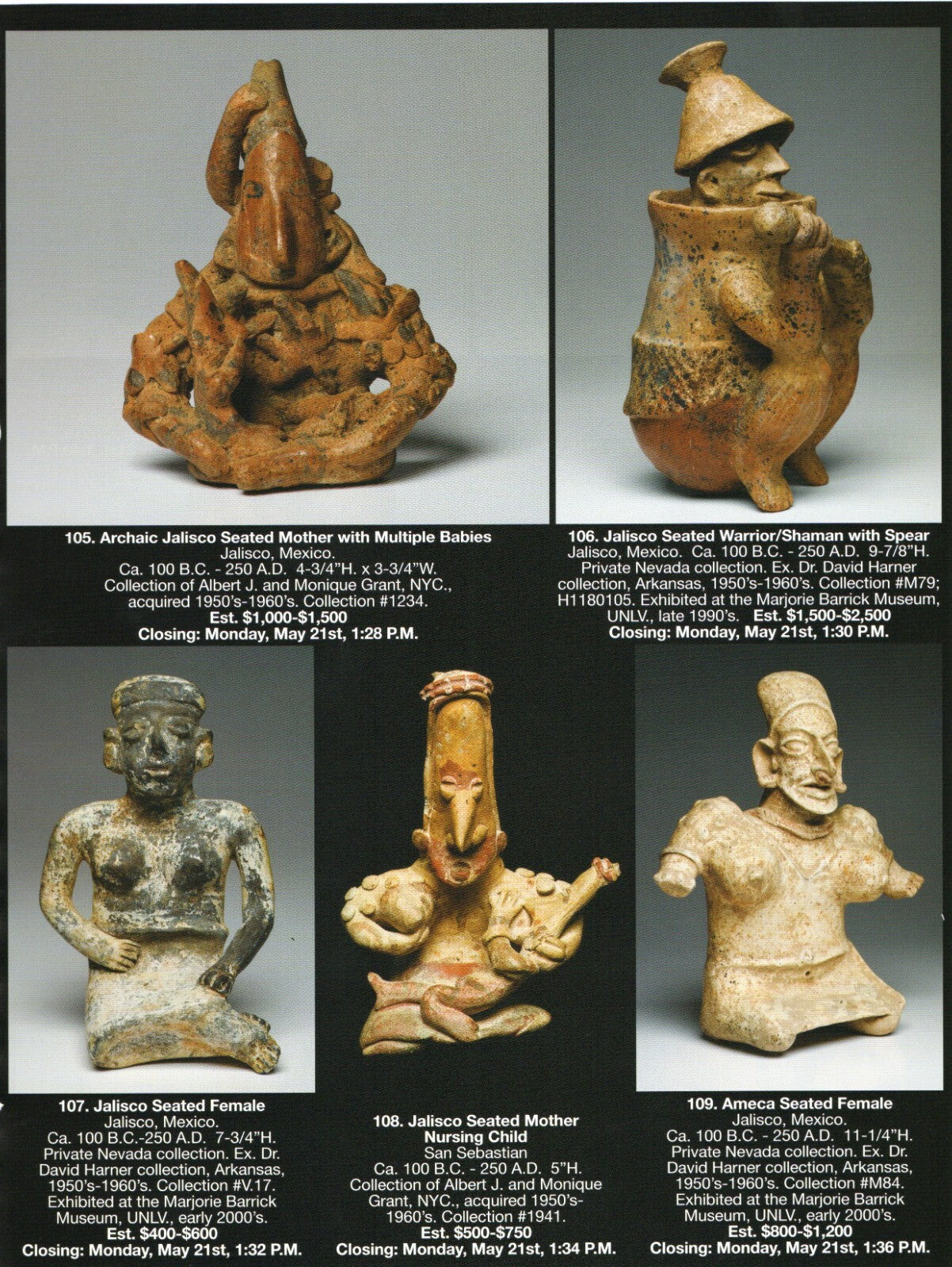 Pre Columbian Artifacts Price & Value Guide Arte Primitivo Auction Catalog #89