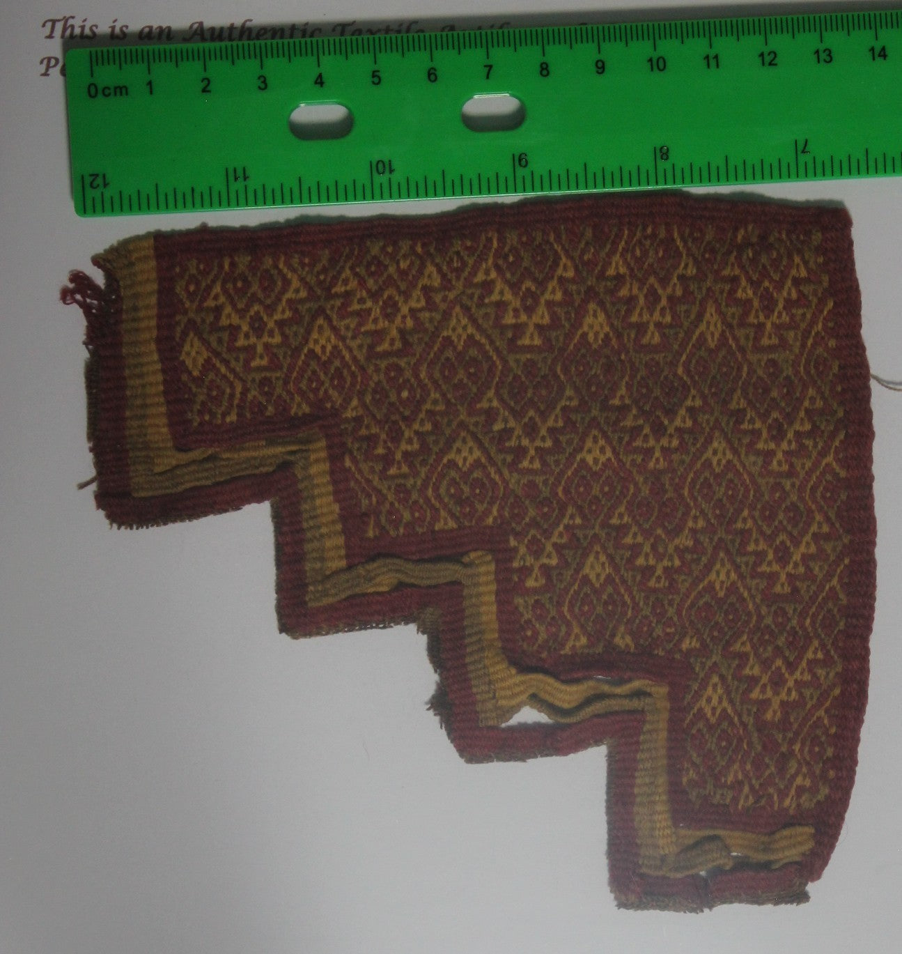 Pre Columbian Artifact Authentic Frameable Textile Border Chancay Peru COA 24