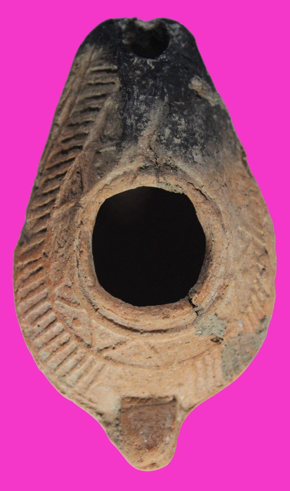 Oil Lamp Holy Land Ancient Artifact Jesus Christ Home Israel 300-600 AD COA 89