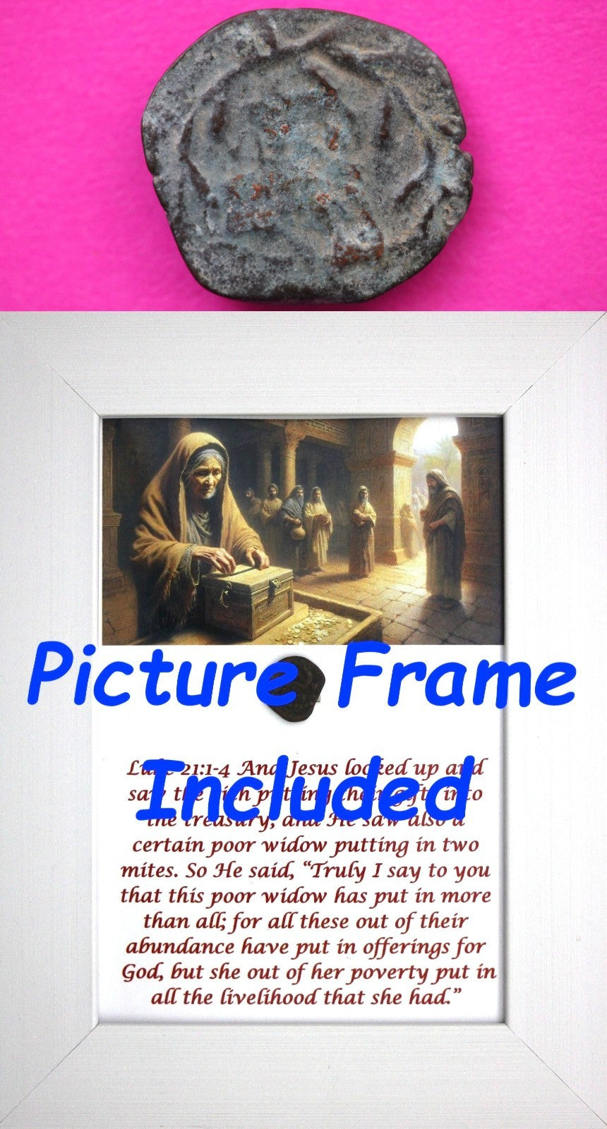 Widows Mite Coin Holy Land Artifact Free Display Frame Jesus Christ Lifetime 187