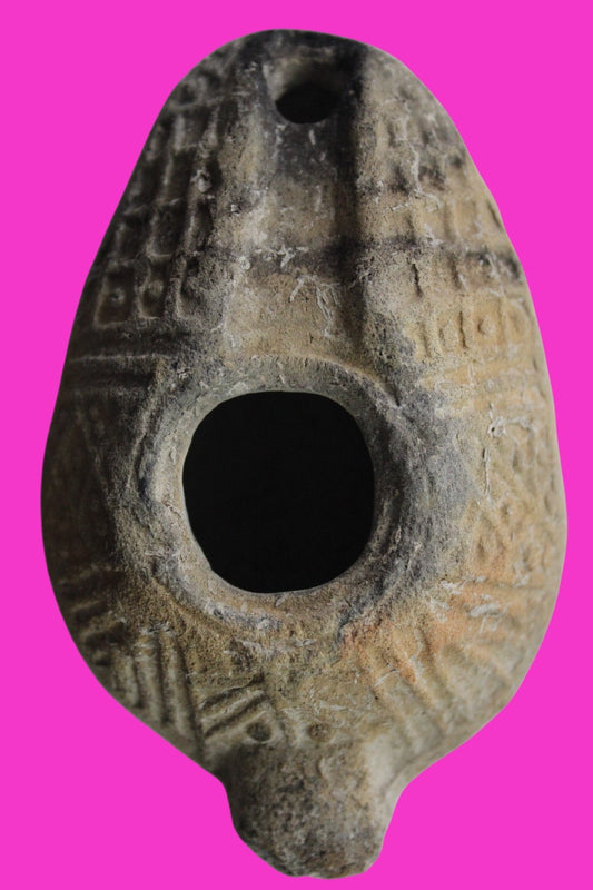 Oil Lamp Holy Land Ancient Artifact Jesus Christ Home Israel 300-600 AD COA J152