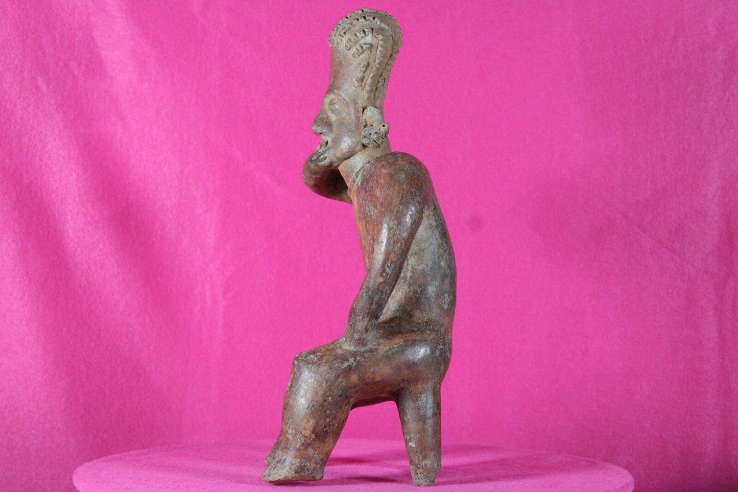 Authentic Pre Columbian Artifact Seated Man Nayarit Mexico Arte Primitivo T101