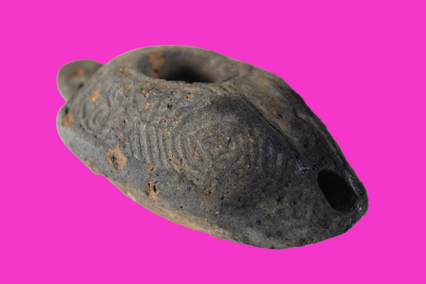 Oil Lamp Holy Land Ancient Artifact Jesus Christ Home Israel 300-600 AD COA 137