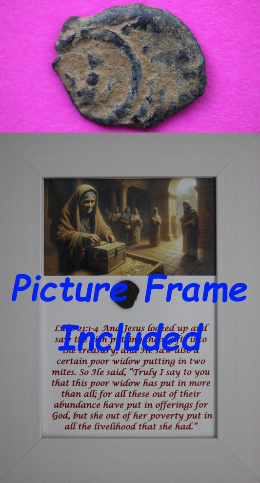 Jesus Christ Lifetime Widow's Mite Holy Land Artifact Free Display Frame COA 29