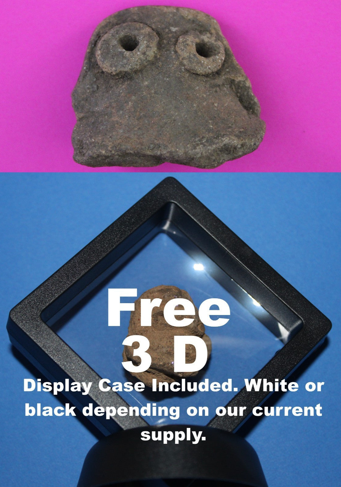 Puerto Rico Taino Pre Columbian Pottery Artifact FREE Display Case 1000AD COA 82