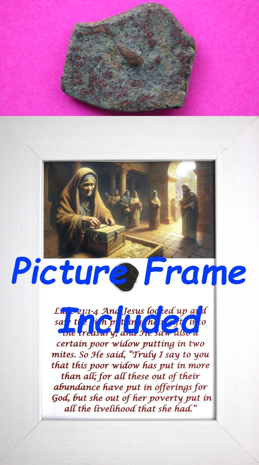 Widows Mite Coin Holy Land Artifact Free Display Frame Jesus Christ Lifetime 180