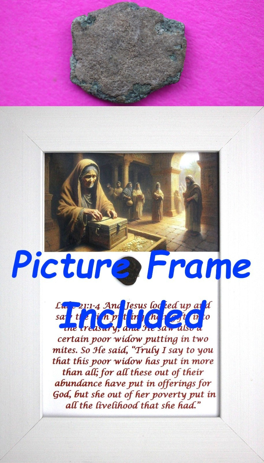 Widows Mite Coin Holy Land Artifact Free Display Frame Jesus Christ Lifetime 57