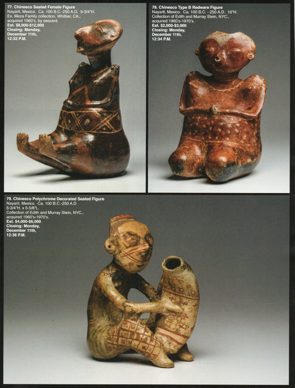 Pre Columbian Artifacts Price & Value Guide Arte Primitivo Auction Catalog #87