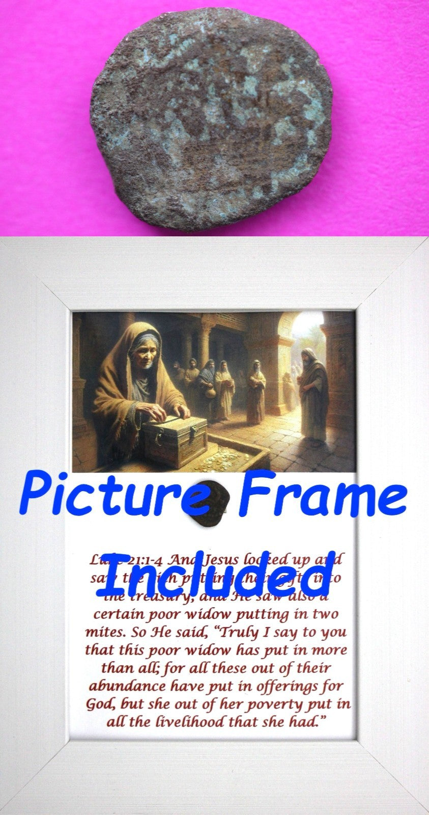 Widows Mite Coin Holy Land Artifact Free Display Frame Jesus Christ Lifetime 107