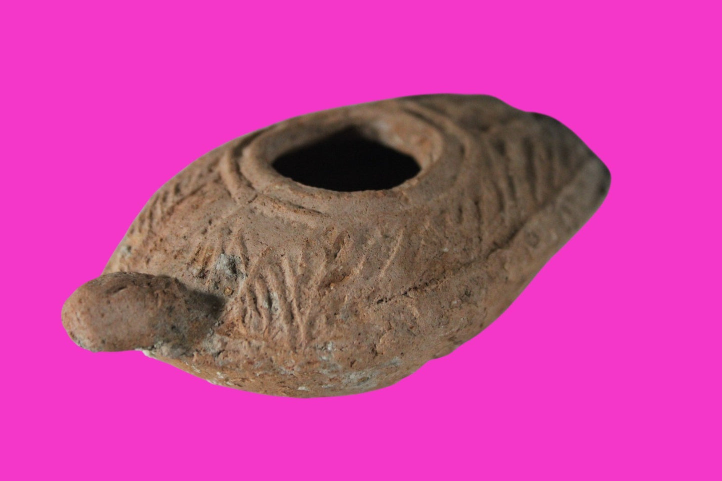 Oil Lamp Holy Land Ancient Artifact Jesus Christ Home Israel 300-600 AD COA 74